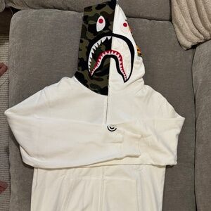 Japan Exclusive white tiger x shark ss18 Bape Hoodie Large